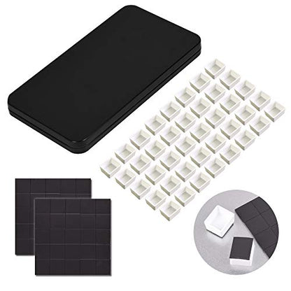 qianshan 40Pcs Empty Half Pans Watercolor Tin Palette with Magnetic Stripe | Travel Tin Palette Case,Portable Artist Paints Half Pan Kits,DIY Watercolor Oils Acrylics Painting Drawing Black - color: Black
