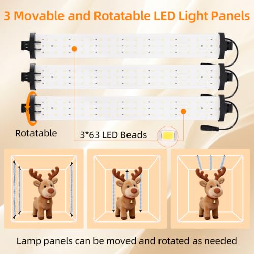 Light Box with Tripod Stand, 20"x20" LightBox with 3 Stepless Dimming Light Boards (CRI ≥95) 243 Light Beads, Shooting Tent kit with 6 Color PVC Backdrops.Photo Studio Light Box for Photography - size: 20*20*20 Inch