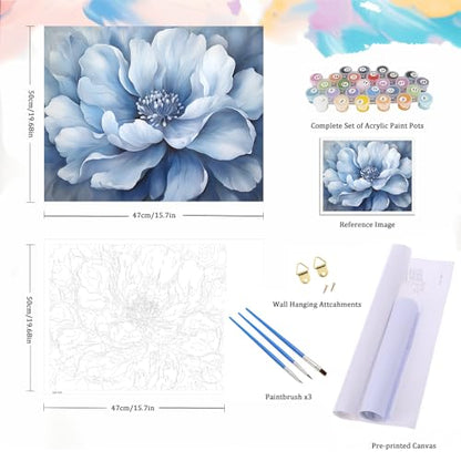 Natuyalo Paint by Numbers for Adults - DIY Adult Paint by Number Kits Painting on Canvas Blue Flower Painting by Numbers for Beginners, Art Craft Kits for Adults (16x20 Inch) - color: ART-05