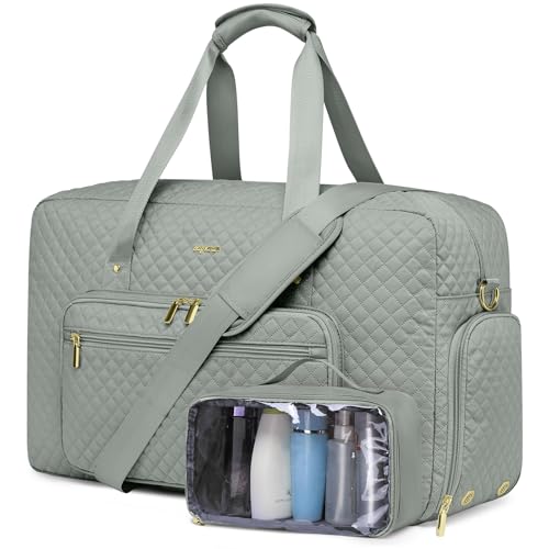 Large Travel Duffle Bag for Women: Carry On Weekender Bags for Womens with Shoe Compartment Overnight Duffel Bags with Wet Toiletry Pocket for Weekend Gym Hospital Bag for Labor and Delivery (Green) - color: Green, size: Large