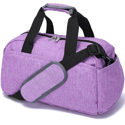 14 inch Small Gym Bag for Women & Men, Mini Duffel Bag for Travel Sports Lightweight Carry On Bag, Light Purple - color: Light Purple