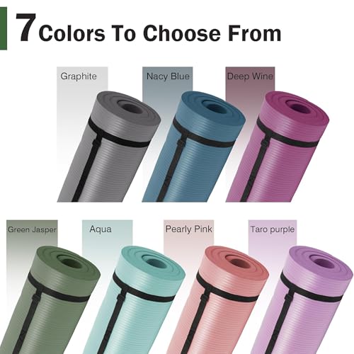 BalanceFrom 1-inch Thick 71x24 Inches Extra Thick Exercise Yoga Mat - color: Green Jasper