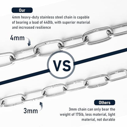 Heavy Duty Chain 440LB 40" Chains for Heavy Bag, Hammock, Swing, Outdoor Indoor Use, Rust-Resistant Secure Hanging - size: 40inch-1PCS