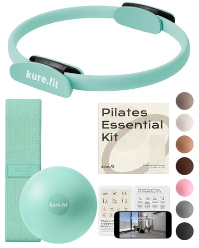 Pilates Kit | Pilates Equipment Set for Home Workouts | Accessories & Guide | Matching-color Pilates ball, Pilates ring, resistance bands, Pilates accessories, video tutorials & gift box for home use. - color: Mint, style: Essential Kit - 3PC