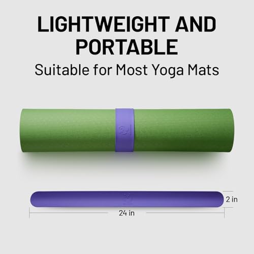 Slim Panda Yoga Mat Strap Slap Band, One Snap Keeps Mats Tightly Rolled, Heavy-Duty Clasp Fits Most Size Mats(24" L X 2" W) - color: Purple