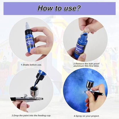 HOMY ARTY Airbrush Paint - 16 Colors with 2 Thinner | Ready to Spray Water-Based, Acrylic Air Brush Paints for Metal, Plastic Models, Canvas, Wood - 18 Bottles - color: 16 Colors with 2 Thinner