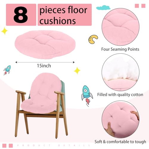 Gerrii 8 Pieces Floor Cushions for Kids Classroom Flexible Floor Seating Cushions Floor Pillows for Home School Kindergarten Daycare Nursery (Bright Color,Round) - color: Bright Color, style: Round