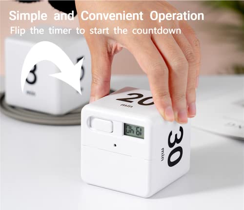 Feilifan Cube Timer, Productivity Cube Flip Timer, 15-20-30-60 Minute - color: 15-20-30-60min,white