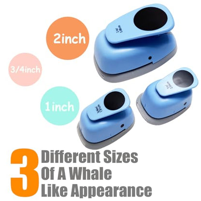 3‑Pcs Round Hole Paper Punch Set, Cutting Diameter 3/4‑inch,1‑inch,2‑inch. | Circle Puncher,Handmade Scrapbook,Crafting Designs,Card Making,DIY Albums Photos,Christmas and Birthday Gifts,Office Supplies - size: 3 Sizes