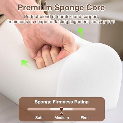 3/4 Round Knee Bolster for Massage Table, 26x6x6 in Massage Pillow for Legs | PU Leather Massage Table Leg Bolster with Strap Handle, Massage Therapy Bolster Pillow for Back Pain Relief - Beige - color: 3/4 Round - Beige