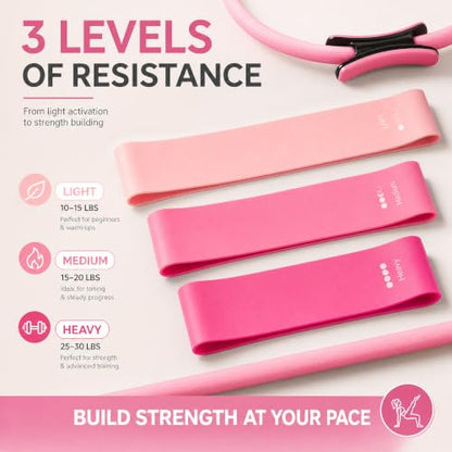 Pilates Ring and Ball Set, 6 Pcs Home Pilates Kit with 13” Circle Circle Yoga Ring 3 Resistance Bands 9.8” Pilates Ball Pilates Grip Socks, Pilates Essential Kit for Women Girl Home Workouts - size: 13 PCS