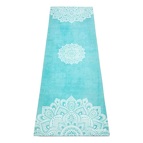 YOGA DESIGN LAB | The Combo Yoga Mat | 2-in-1 Mat+Towel | Eco Luxury | Ideal for Hot Yoga, Power, Bikram, Ashtanga, Sweat | Studio Quality | Includes Carrying Strap! - color: Mandala Turquoise, size: 5.5mm