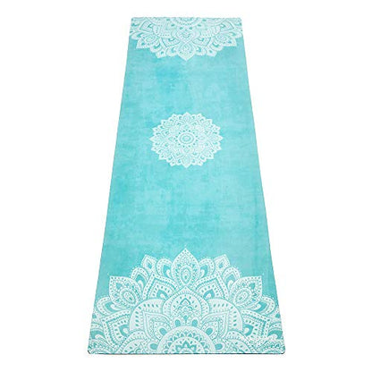 YOGA DESIGN LAB | The Combo Yoga Mat | 2-in-1 Mat+Towel | Eco Luxury | Ideal for Hot Yoga, Power, Bikram, Ashtanga, Sweat | Studio Quality | Includes Carrying Strap! - color: Mandala Turquoise, size: 5.5mm