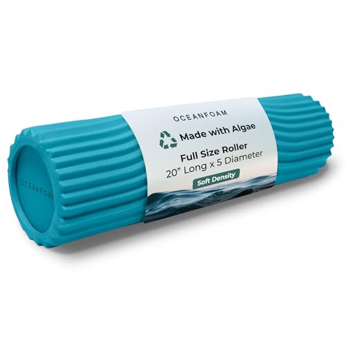 Oceanfoam Soft Tidal Roller (Miami Blue) - Low Density Foam Roller for Physical Therapy, Back Pain, Exercise & Stretching - Wave Textured - Yoga, Athletics, & Wellness - Full Size, 20" x 5" - color: Miami Blue