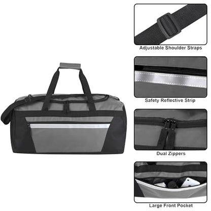 40 Liter, 22 Inch Reflective Duffle Bag with Shoulder Strap for Men, Women, Travel - color: Grey