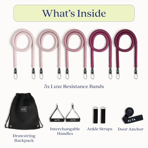 ALTA Resistance Tube Bands for Women, Full Kit Resistance Bands, Set of 3 - color: Burst, size: 5 Band Set