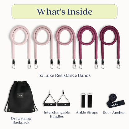 ALTA Resistance Tube Bands for Women, Full Kit Resistance Bands, Set of 3 - color: Burst, size: 5 Band Set