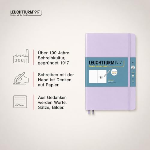 Leuchtturm1917 - Medium A5 Hardcover Sketchbook (Lilac) - 112 Pages of 150g/m² Paper - color: Lilac, size: Medium (A5)