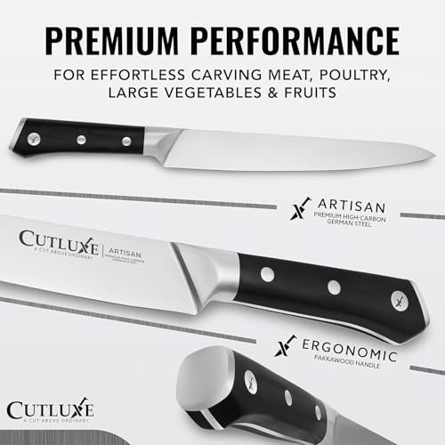 Cutluxe Turkey Carving Knife Set – Carving Fork & Knife for Meat & BBQ | Razor Sharp German Steel, Full Tang Ergonomic Handle – Grilling Gift for Men, Artisan Series - size: 2 Pcs BBQ Knife Set