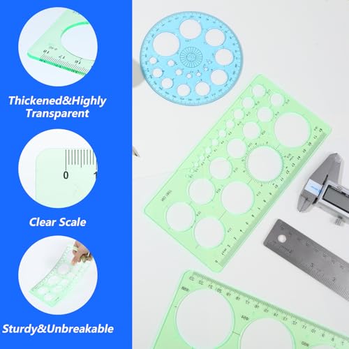 3 Pcs Circle Template, Plastic Circle Stencil for Drawing, Professional Circle Ruler, Small&Medium&Large Multifunctional Circle Drawing Tool for Office, School, Drafting Supplies