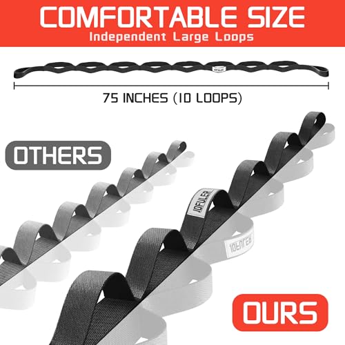 Stretching Strap for Physical Therapy and Home Rehab, 10 Loops - color: Black