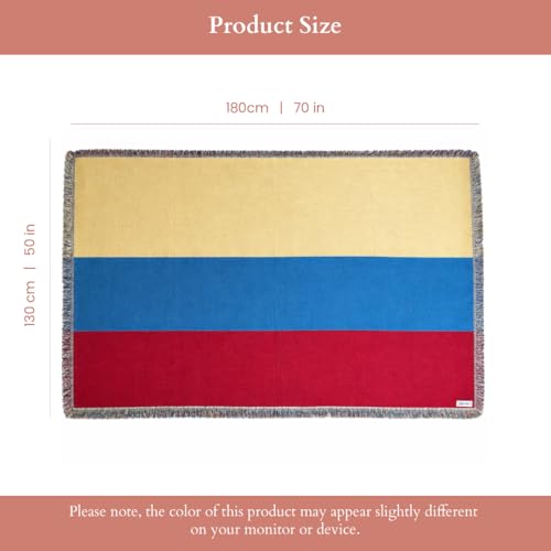 Colombia Flag Woven Throw Blanket – Colombian Blanket for Couch, Bed or Wall – Woven Not Printed – 50x70 Cotton Blend Throw for Colombians Living Abroad - color: Colombia