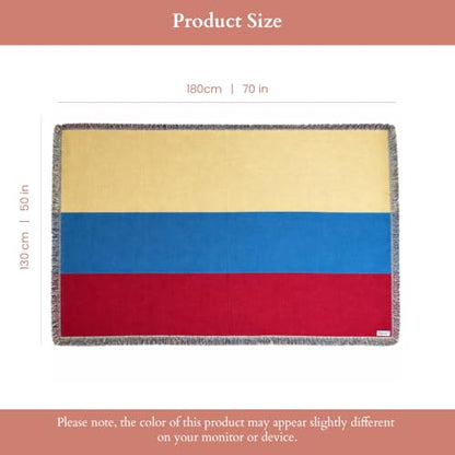 Colombia Flag Woven Throw Blanket – Colombian Blanket for Couch, Bed or Wall – Woven Not Printed – 50x70 Cotton Blend Throw for Colombians Living Abroad - color: Colombia