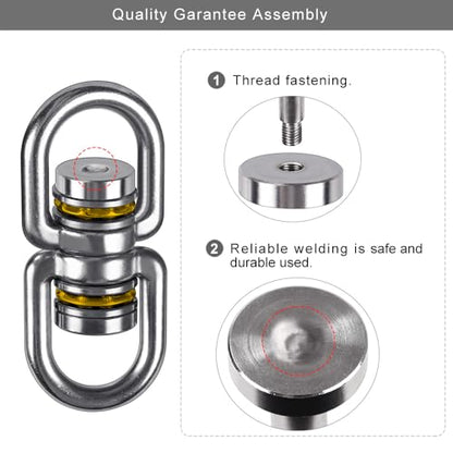SELEWARE Heavy Duty Bearing Swing Swivel, 360° Rotation Hanging Accessory - color: 2 Pack Swivel (E) With 4 Carabiners