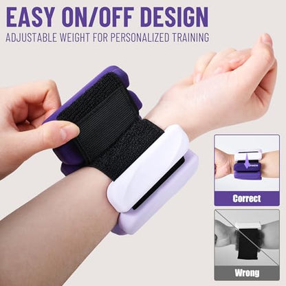 Ankle Wrist Weights for Women 2lbs/4lbs Pairs Adjustable Silicone Weights - color: Gradient Purple, size: 4 lbs Pair (2 lb Each)