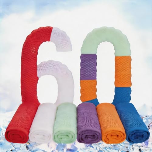 QBrand 60팩 쿨링 타월, 101.6cm x 30.5cm(40 x 12인치) 얼음 통기성 쌀쌀한 땀 걸레 극세사 운동 걸레 체육관 타월 목 및 얼굴용 요가 골프 스포츠 러닝용 (MU-60) - color: Mu-60