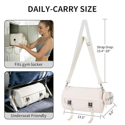 Small Gym Bag for Women Men, 15L Sports Workout Bag with Wet Pocket and Yoga Mat Holder, Lightweight & Water-Resistant Mini Travel Duffle Bag (Beige) - color: Beige