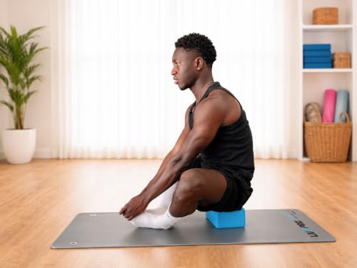 Yoga Blocks Set of 2, High Density EVA Foam Yoga Block, Non-Slip, Lightweight, for Yoga, Pilates, Stretching & Balance Training (Blue 9x6x4 inch)