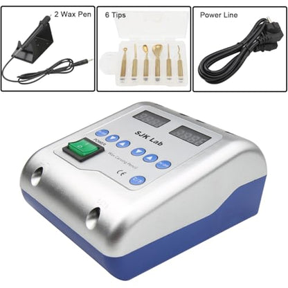 Dental Electric Wax Carver with Dual-Pen & 6 Wax Tips | Multi-Purpose Wax Carving Instrument for Waxing, Jewelry Wax Work，Dental Lab Equipment