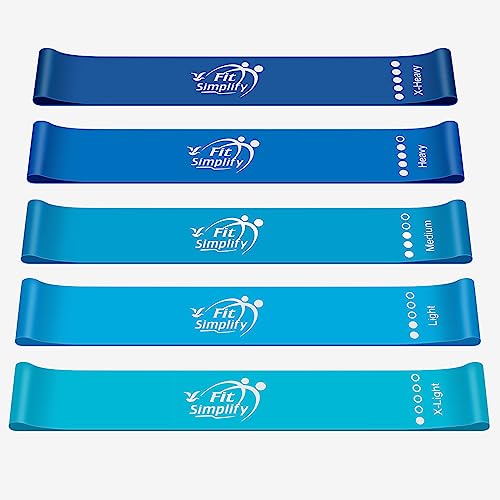 Fit Simplify Resistance Loop Exercise Bands with Instruction Guide and Carry Bag, Set of 5 - color: Blue