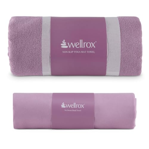 Wellrox Yoga Towel Non Slip - Hand & Mat Towel for Yoga, Pilates & Fitness (Lavender)