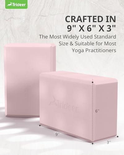 Trideer Yoga Blocks 2 Pack, Soft Non-Slip Foam Blocks with Beveled Edges for Alignment and Stretching in Yoga, Pilates, and Dance - Supportive, Lightweight, Odor Resistant, Latex-Free - color: Cherry Blossom-2 Pack