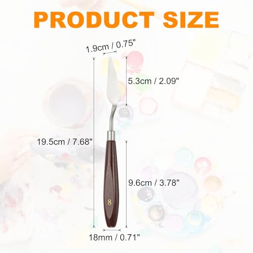 HARFINGTON Palette Knife Painting Tool 2.09 x 0.75 Stainless Steel Art Spatula Pallet Knives Scrapers Tools with Beech Wood Handle for Acrylic Oil Canvas Mixing Spreading, Red/Silver - size: 2.09" x 0.75"
