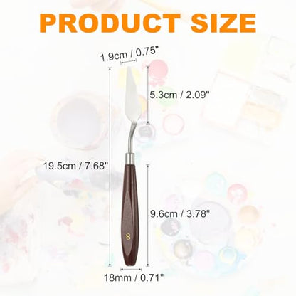 HARFINGTON 5pcs Palette Knife Painting Tool 2.09 x 0.75 Stainless Steel Art Spatula Pallet Knives Scrapers Tools with Beech Wood Handle for Acrylic Oil Canvas Mixing Spreading, Red/Silver - size: 2.09" x 0.75"
