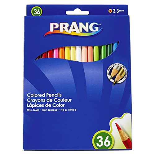 Prang Thick Core Colored Pencils, Assorted Colors, 3.3 mm core, 36 Count | Ideal for writing, drawing, schoolwork, classrooms and office use - size: 36 Count (Pack of 1)