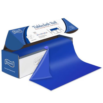 Navy Blue Plastic Tablecloth Roll: 54in X 120ft, Disposable with Easy Slide Cutter, Fit Any Shape & Size Tables, Perfect for Picnic, Party, Birthdays - color: Blue, size: 1440" x 54" (Rectangular)