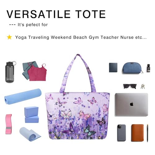 Yoga Mat Bag Yoga Bags and Carriers Fits All Your Stuff Yoga Tote Bag with Zipper Pocket Yoga Mat Carrier Pilates Bag Take in Out Mat Easily - color: Butterfly