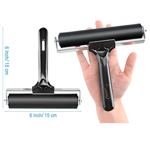 Yorwe Rubber Roller, Brayer Ideal for Anti Skid Tape Construction Tools, Print, Ink and Stamping Tools(2.5 & 4 & 6-Inch, Black)