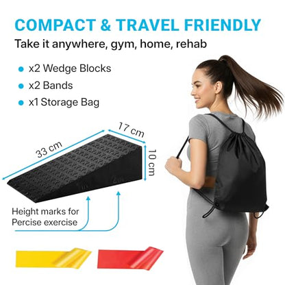 Uwaomah.Squat wedge, pack of 2, 1500 LBS Capacity, 1" & 2" Heel Elevated Squat wedge block of calf stretching & Physical Therapy, Foot Workout Wedge, Ankle Mobility, Portable Heavy Duty Blocks