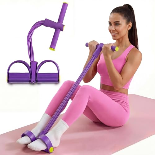Pedal Resistance Bands with Handles, Upgrade Multi Function Pedal Training Band, 6-Tubes Natural Rubber Foot Pedal Resistance, Fitness Bands for Full Body, Abdomen, Waist, Arm, Leg - color: 퍼플.