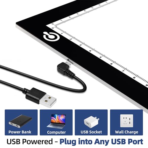 A4 Tracing Light Box, LED Board Adjustable Brightness Light Pad | Micro-USB powered, Light Table for Artists, Tattoo Drawing, Animation, Sketching, Stenciling & Diamond Art Painting