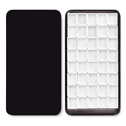 qianshan 40Pcs Empty Half Pans Watercolor Tin Palette with Magnetic Stripe | Travel Tin Palette Case,Portable Artist Paints Half Pan Kits,DIY Watercolor Oils Acrylics Painting Drawing Black - color: Black