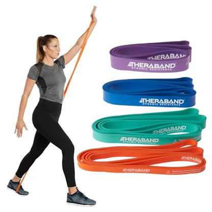THERABAND High Resistance Super Band Set, Exercise Workout, Therapy, Multi | THERABAND elastic resistance band for exercise, strength training, physical therapy and at-home workouts - size: 4 Pack (15-50 lbs)