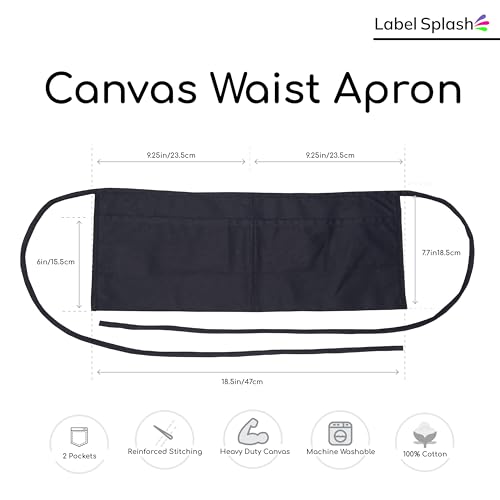 2 Pocket Canvas Work Waist Nail Apron Belt Washable Tool Utility Gardening Woodworkers Roofers Artists & Crafts - color: Black 4 Pack