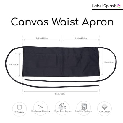 2 Pocket Canvas Work Waist Nail Apron Belt Washable Tool Utility Gardening Woodworkers Roofers Artists & Crafts - color: Black 4 Pack