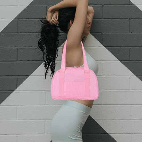 Mini Gym Bag for Women Girl 12 inch Small Gym Tote Lightweight Carry On Bag - color: Pink